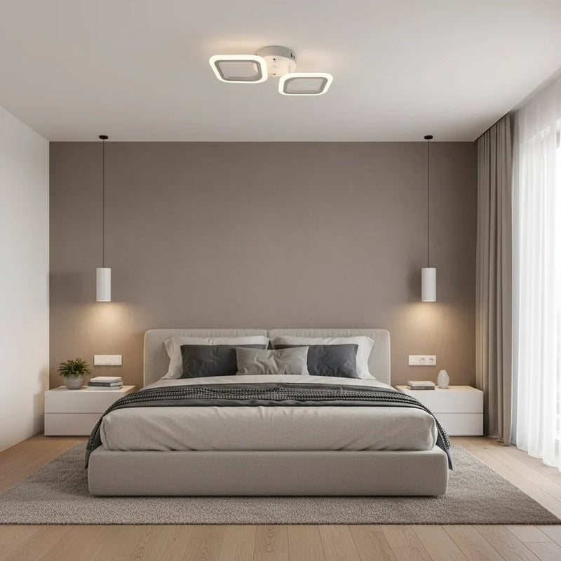 Lustra LED ERIKA 27W, 2 Patrate, lumina Neutra, Alb-5