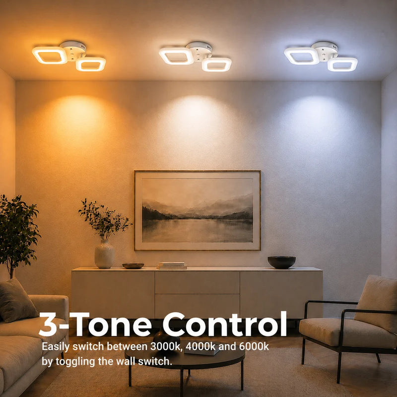 Lustra LED ERIKA 27W, 2 Patrate, lumina Neutra, Alb-2