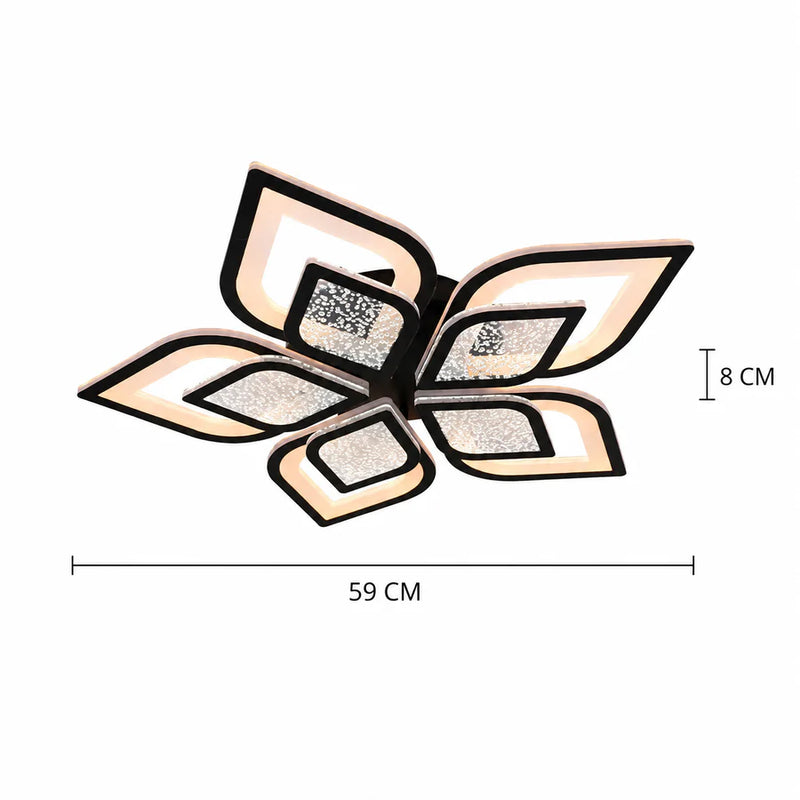 Lustra LED cu telecomanda DALIA 96W, 5 Petale, lumina Rece/Calda/Neutra, Dimabila, Negru-5