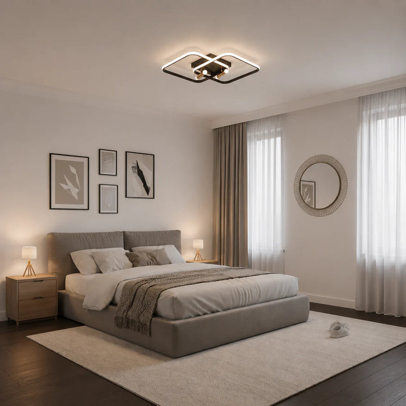 Lustra LED cu telecomanda SOLA, 2 surse, 3000K/4000K/6000K, 108W, Metal și Silicon, Negru-1