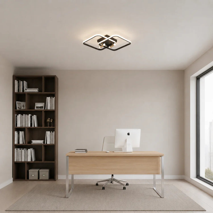 Lustra LED cu telecomanda SOLA, 2 surse, 3000K/4000K/6000K, 108W, Metal și Silicon, Negru