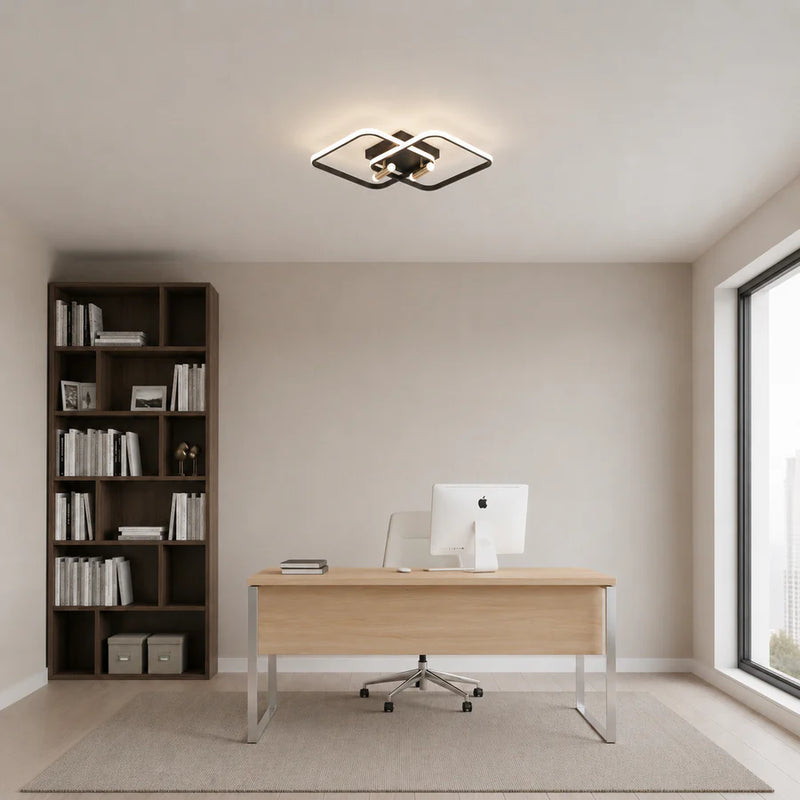 Lustra LED cu telecomanda SOLA, 2 surse, 3000K/4000K/6000K, 108W, Metal și Silicon, Negru-3