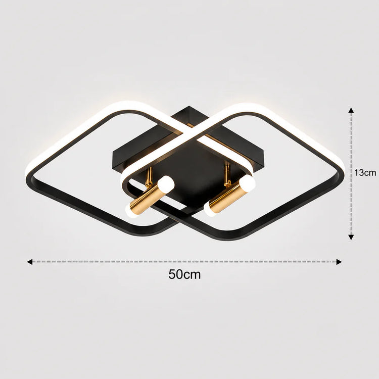 Lustra LED cu telecomanda SOLA, 2 surse, 3000K/4000K/6000K, 108W, Metal și Silicon, Negru