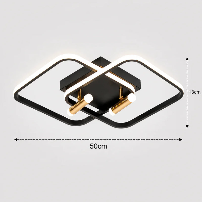 Lustra LED cu telecomanda SOLA, 2 surse, 3000K/4000K/6000K, 108W, Metal și Silicon, Negru-5