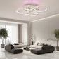 Lustra LED cu telecomanda si cristal NOVA ROTONDA RGB 144W, 6 Cercuri, lumina Rece/Calda/Neutra, Dimabila, Crom Lucios