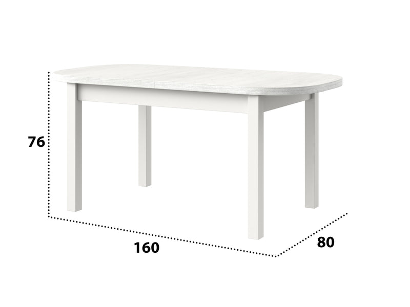 Masa extensibila 160x200 cm mb-12 venus1, alb, lemn masiv de fag si pal-2