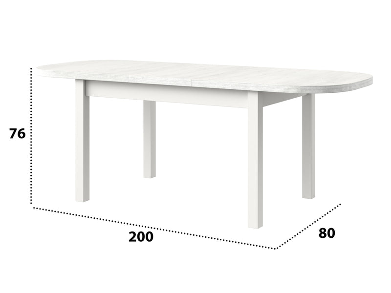 Masa extensibila 160x200 cm mb-12 venus1, alb, lemn masiv de fag si pal-3
