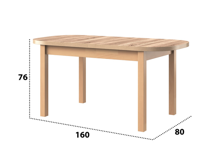 Masa extensibila 160x200 cm mb-12 venus1, sonoma, lemn masiv de fag si pal