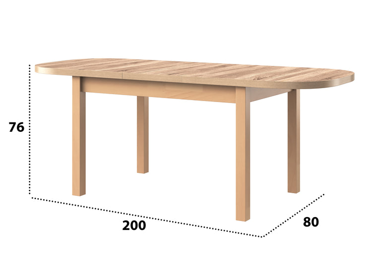 Masa extensibila 160x200 cm mb-12 venus1, sonoma, lemn masiv de fag si pal