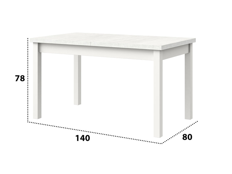 Masa extensibila 140-180x80 cm mb-21 modena1, alb, lemn masiv de fag si pal