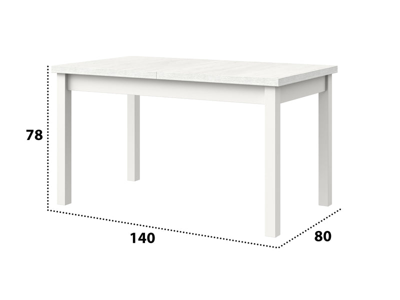 Masa extensibila 140-180x80 cm mb-21 modena1, alb, lemn masiv de fag si pal-2