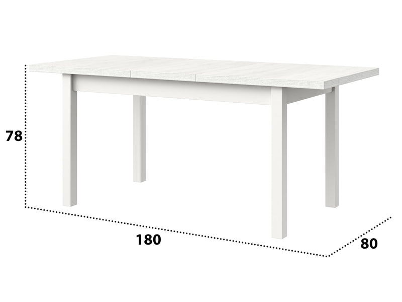 Masa extensibila 140-180x80 cm mb-21 modena1, alb, lemn masiv de fag si pal-4