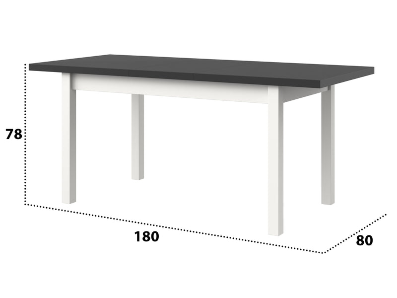 Masa extensibila 140x180 cm mb-21 modena1, alb/grafit, lemn masiv de fag si pal-4