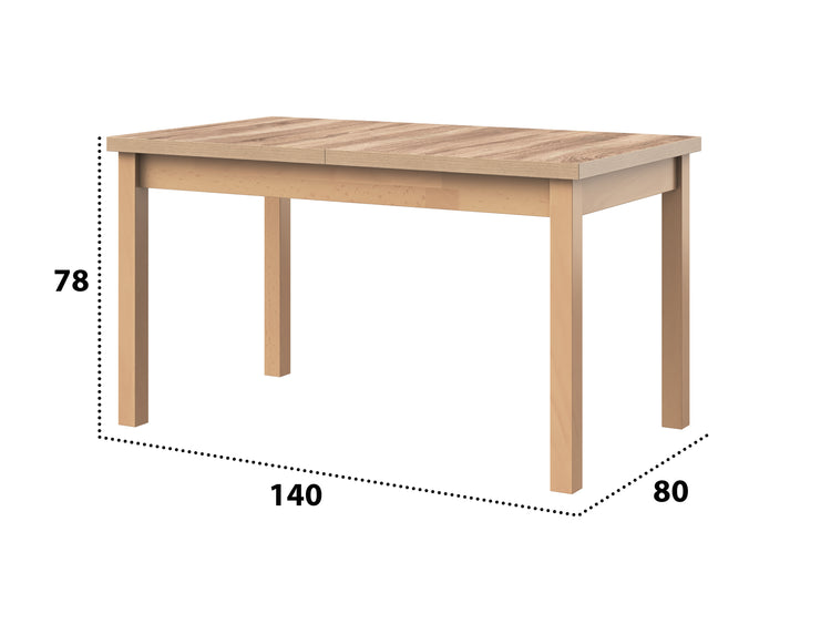 Masa extensibila 140-180x80 cm mb-21 modena1, sonoma, lemn masiv de fag si pal