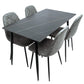 Set masa MBS-40 negru, cu 4 scaune tapitate gri deschis