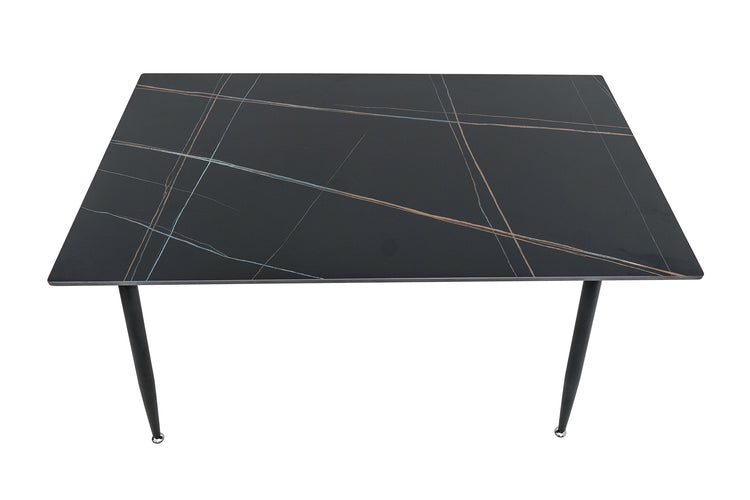 Set masa MBS-40 negru, cu 4 scaune tapitate gri deschis