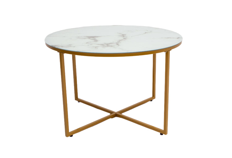 Masa cafea HT-140, 70x70x45 cm, alb, Sticla securizata