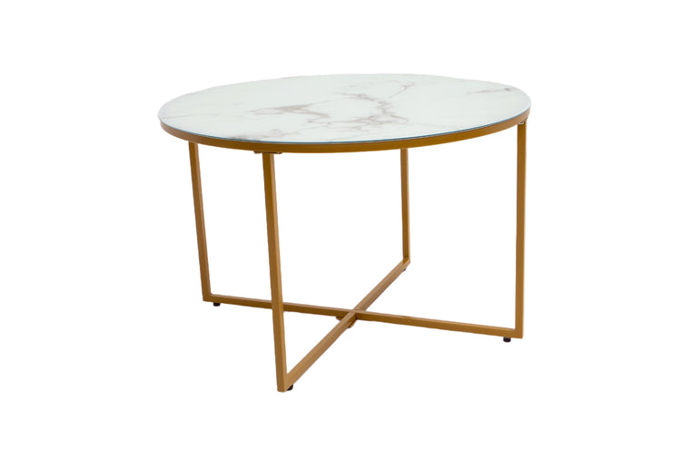 Masa cafea HT-140, 70x70x45 cm, alb, Sticla securizata