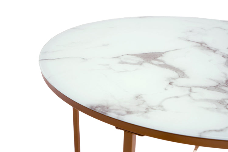 Masa cafea HT-140, 70x70x45 cm, alb, Sticla securizata