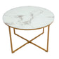 Masa cafea HT-140, 70x70x45 cm, alb, Sticla securizata