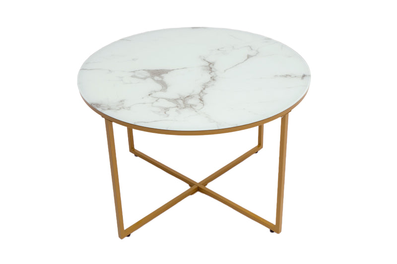 Masa cafea HT-140, 70x70x45 cm, alb, Sticla securizata-2