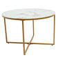 Masa cafea HT-140, 70x70x45 cm, alb, Sticla securizata