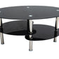 Masa cafea HT-176, 92x60 cm, negru, sticla securizata