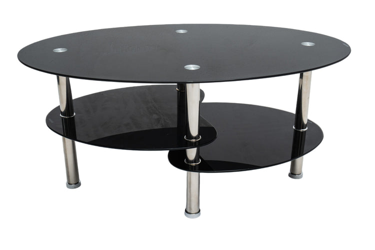 Masa cafea HT-176, 92x60 cm, negru, sticla securizata