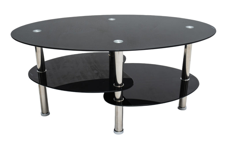 Masa cafea HT-176, 92x60 cm, negru, sticla securizata-3