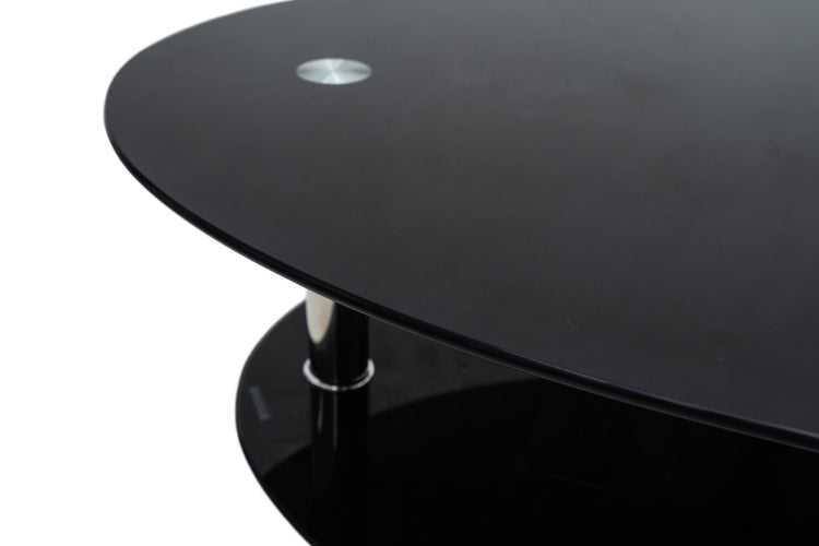 Masa cafea HT-176, 92x60 cm, negru, sticla securizata