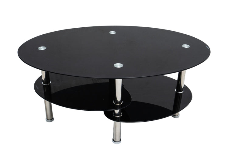 Masa cafea HT-176, 92x60 cm, negru, sticla securizata