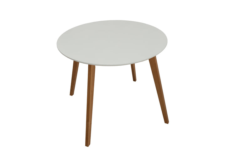 Masa living fixa 90 cm max s, alb/natur, lemn masiv din fag si blat din mdf