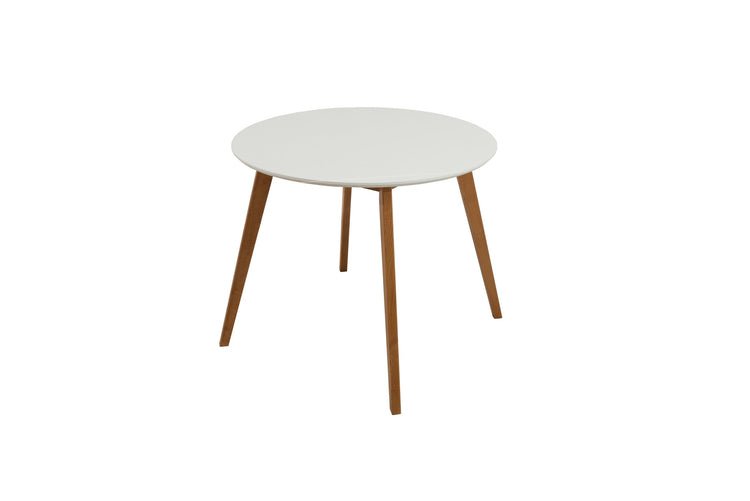 Masa living fixa 90 cm max s, alb/natur, lemn masiv din fag si blat din mdf