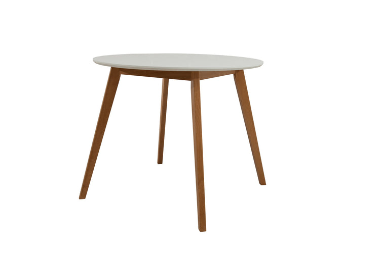 Masa living fixa 90 cm max s, alb/natur, lemn masiv din fag si blat din mdf