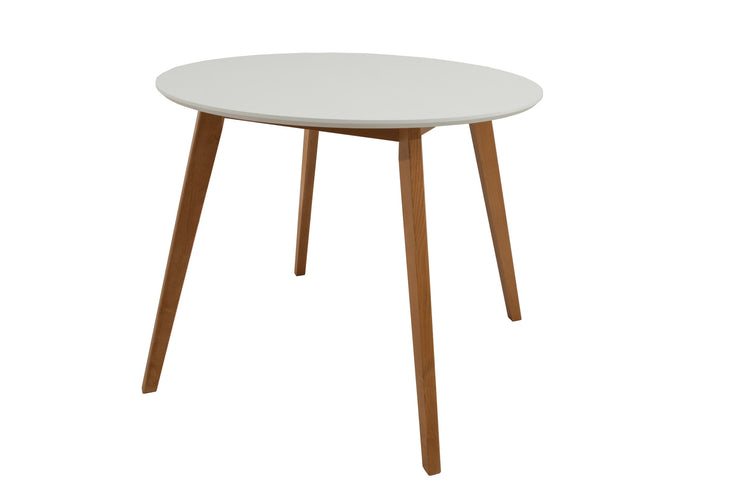 Masa living fixa 90 cm max s, alb/natur, lemn masiv din fag si blat din mdf