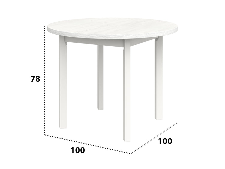 Masa living poli2 b, alb, 100 x 100 x 76 cm, lemn masiv de pal/fag