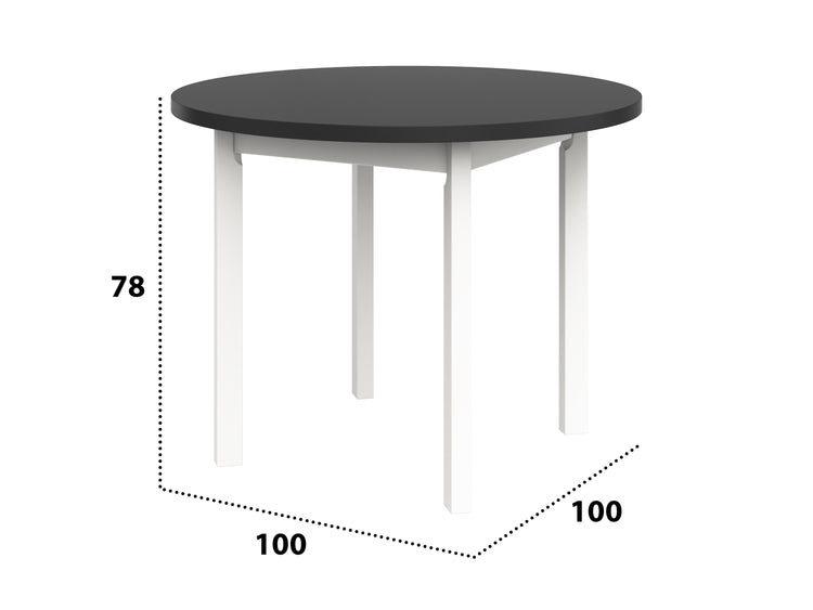 Masa living poli2 bg, alb/grafit, 100 x 100 x 76 cm, lemn masiv de pal/fag