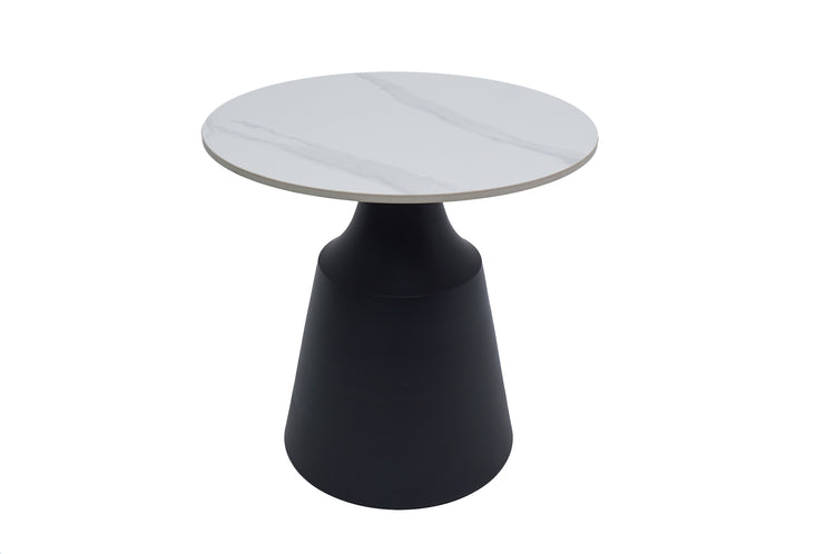 Masa cafea MC-147, 50x48.5 cm, alb/negru, piatra sinterizata