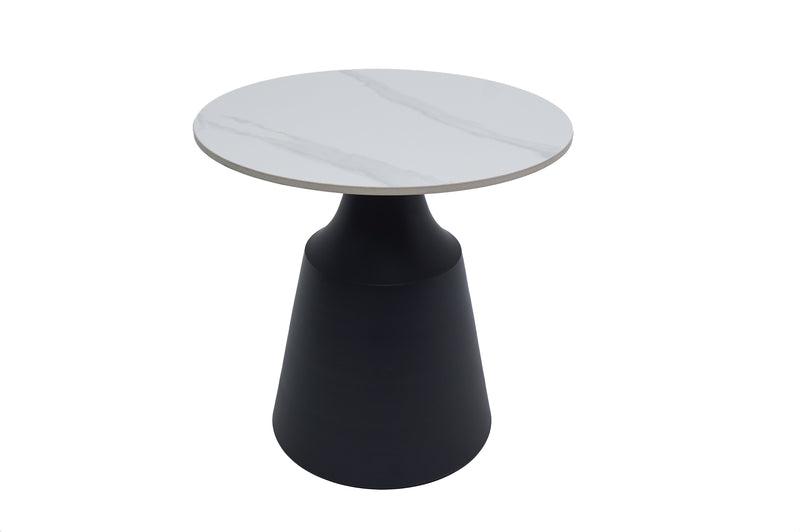 Masa cafea MC-147, 50x48.5 cm, alb/negru, piatra sinterizata-4