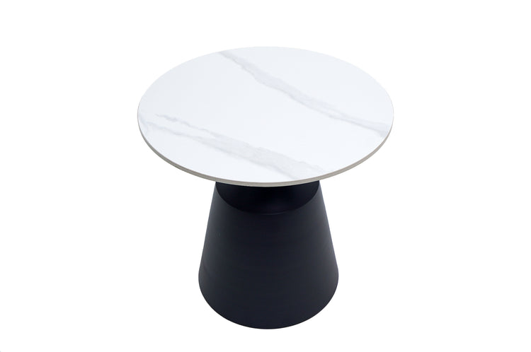 Masa cafea MC-147, 50x48.5 cm, alb/negru, piatra sinterizata