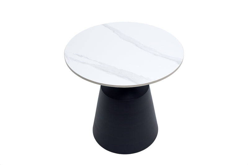 Masa cafea MC-147, 50x48.5 cm, alb/negru, piatra sinterizata-3