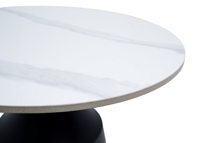 Masa cafea MC-147, 50x48.5 cm, alb/negru, piatra sinterizata