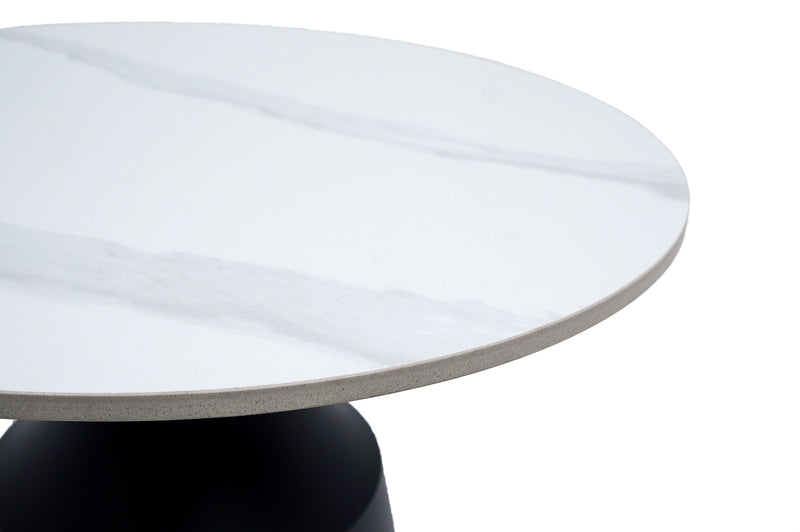 Masa cafea MC-147, 50x48.5 cm, alb/negru, piatra sinterizata-2