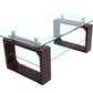 Masa cafea MC-148, sticla, 110x60x42 cm, culoare cires