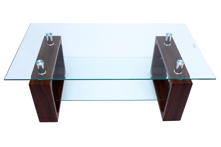 Masa cafea MC-148, sticla, 110x60x42 cm, culoare cires