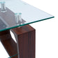 Masa cafea MC-148, sticla, 110x60x42 cm, culoare cires