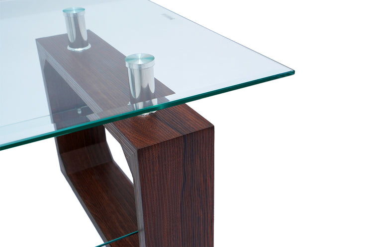 Masa cafea MC-148, sticla, 110x60x42 cm, culoare cires
