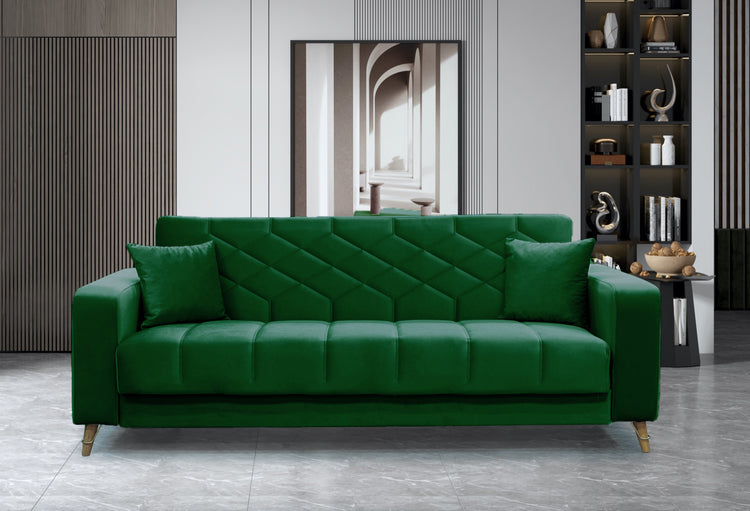 Canapea 3 locuri extensibila Melisa, verde
