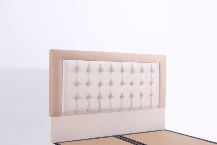 Pat Monday, 160x200 cm, cappuccino, cu saltea si somiera metalica rabatabila