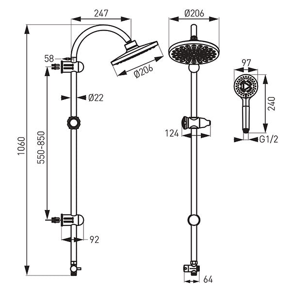 Rondo - set de dus dual, negru mat-3